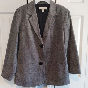 Appleseed's Petite 100 Silk black Tweed Blazer Jacket 10P